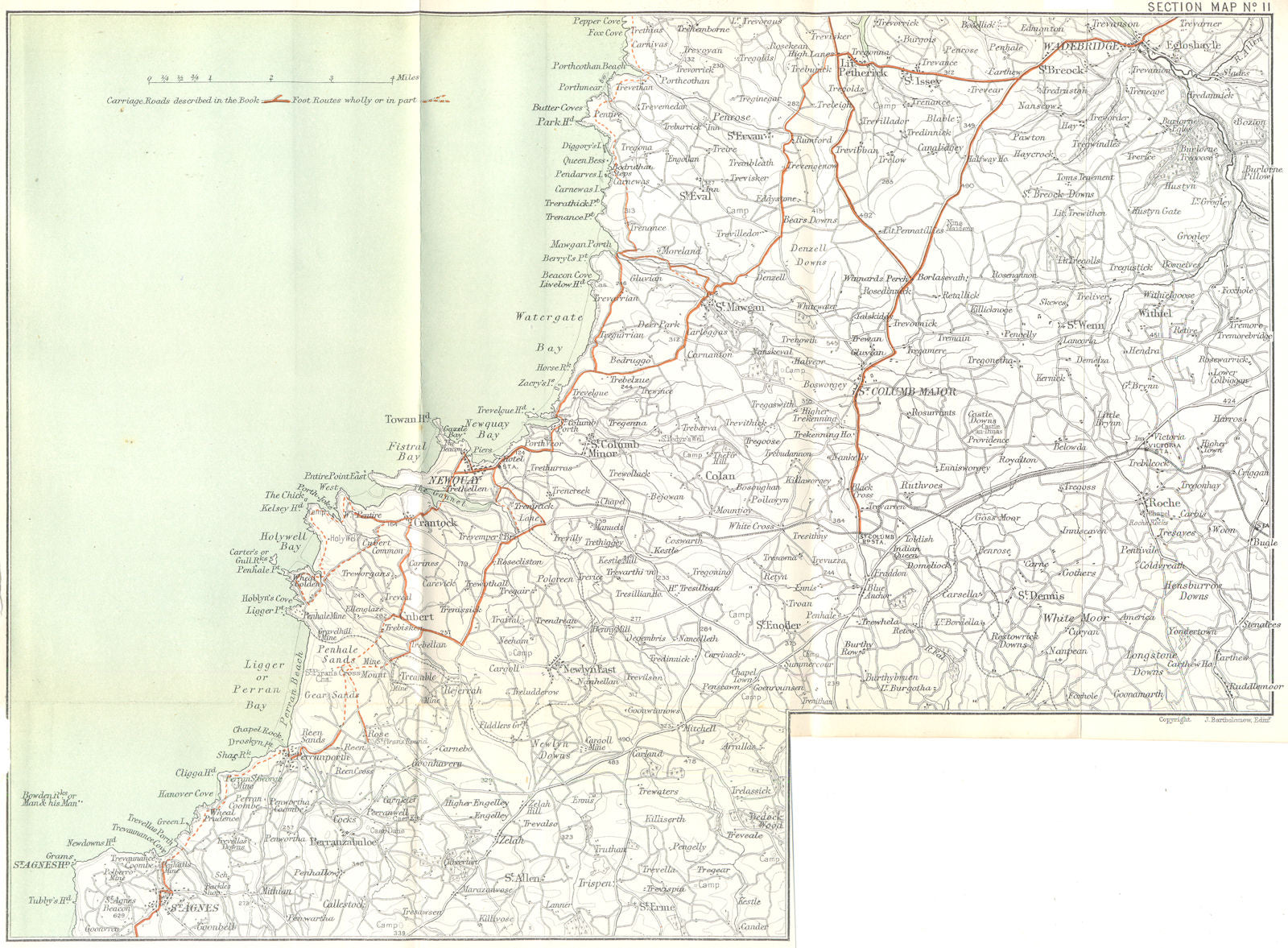 NORTH CORNWALL.Wadebridge Newquay St.Agnes St Colomb Major.WARD LOCK 1897 map